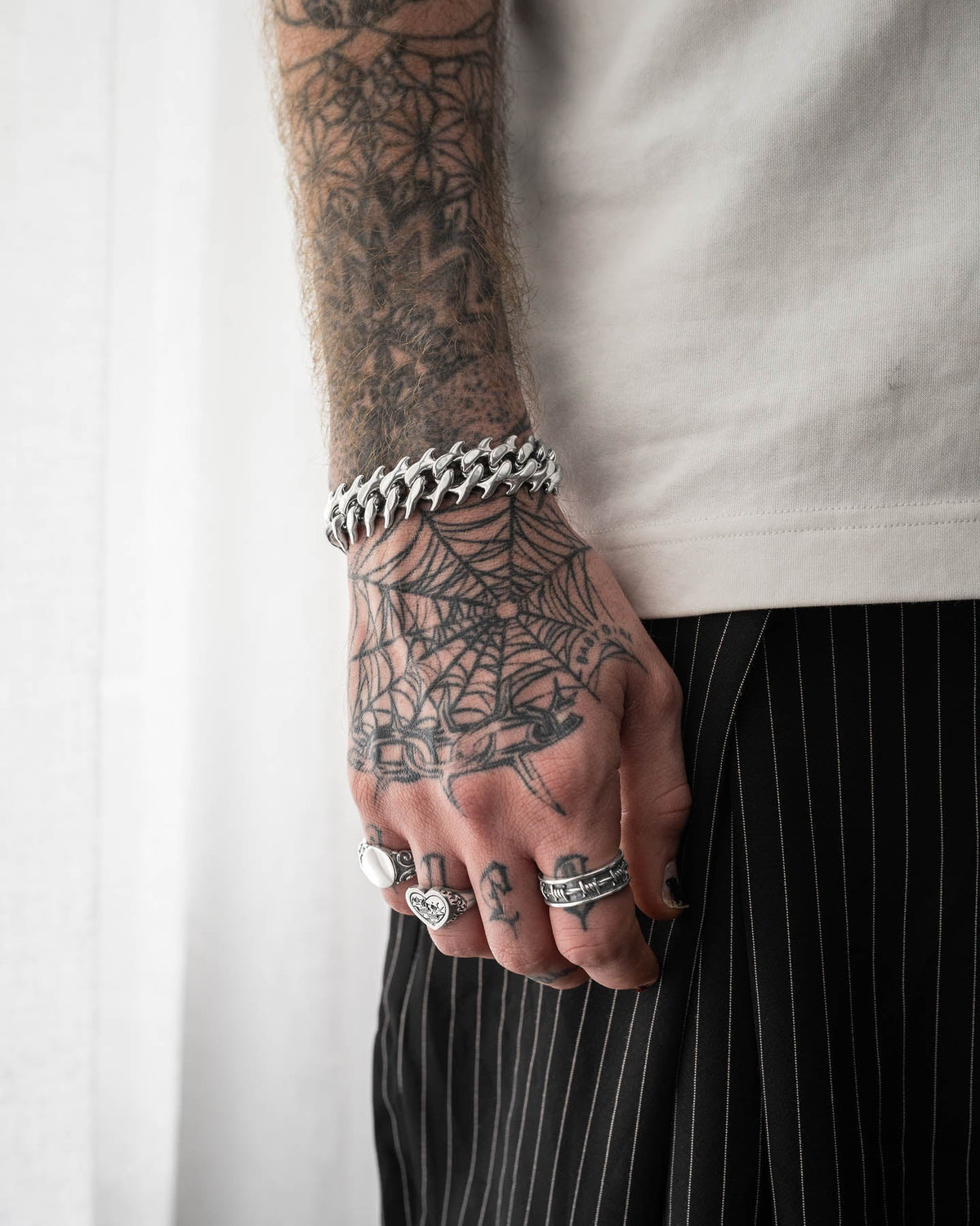 "Fishbone" Spiked Cuban Bracelet