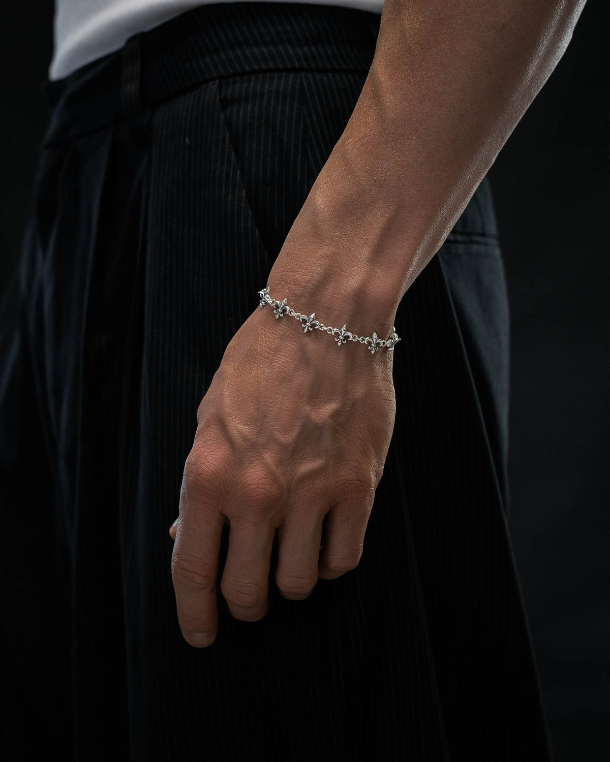 925 Sterling Silver "Fleur De Lis" 10mm Bracelet