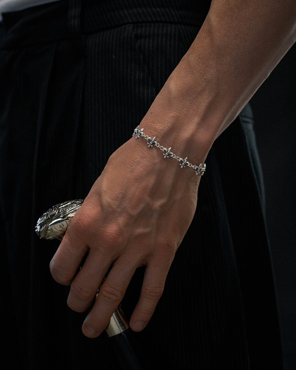 925 Sterling Silver "Fleur De Lis" 10mm Bracelet