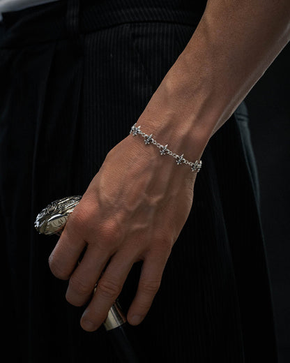 925 Sterling Silver "Fleur De Lis" 10mm Bracelet