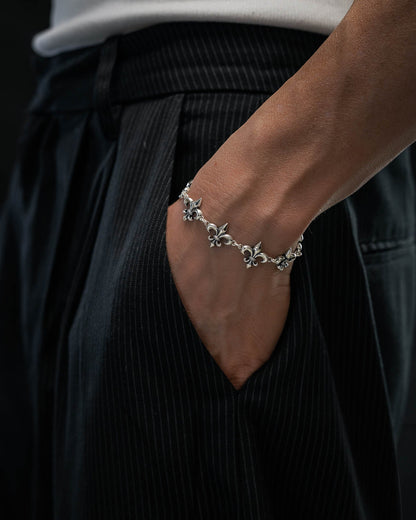 925 Sterling Silver "Fleur De Lis" 15mm Bracelet