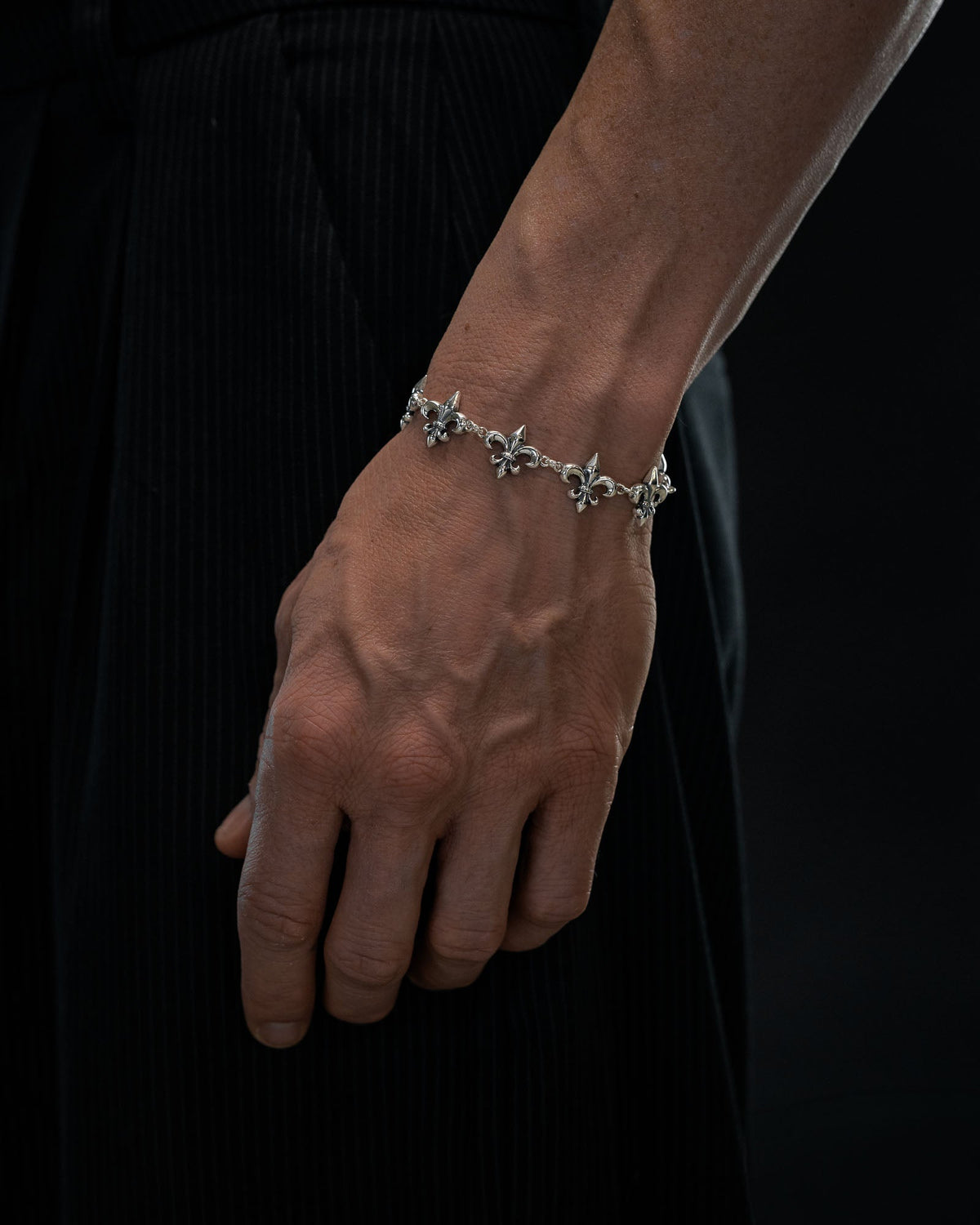 925 Sterling Silver "Fleur De Lis" 15mm Bracelet