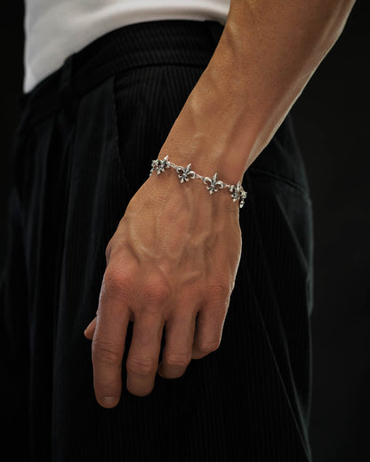 925 Sterling Silver "Fleur De Lis" 15mm Bracelet