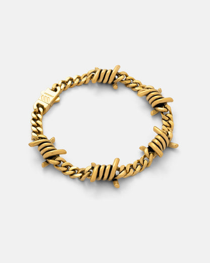 6mm Barbed Wire Cuban Bracelet (Gold)