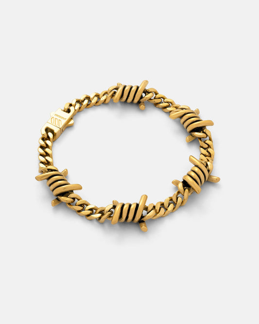6mm Barbed Wire Cuban Bracelet (Gold)
