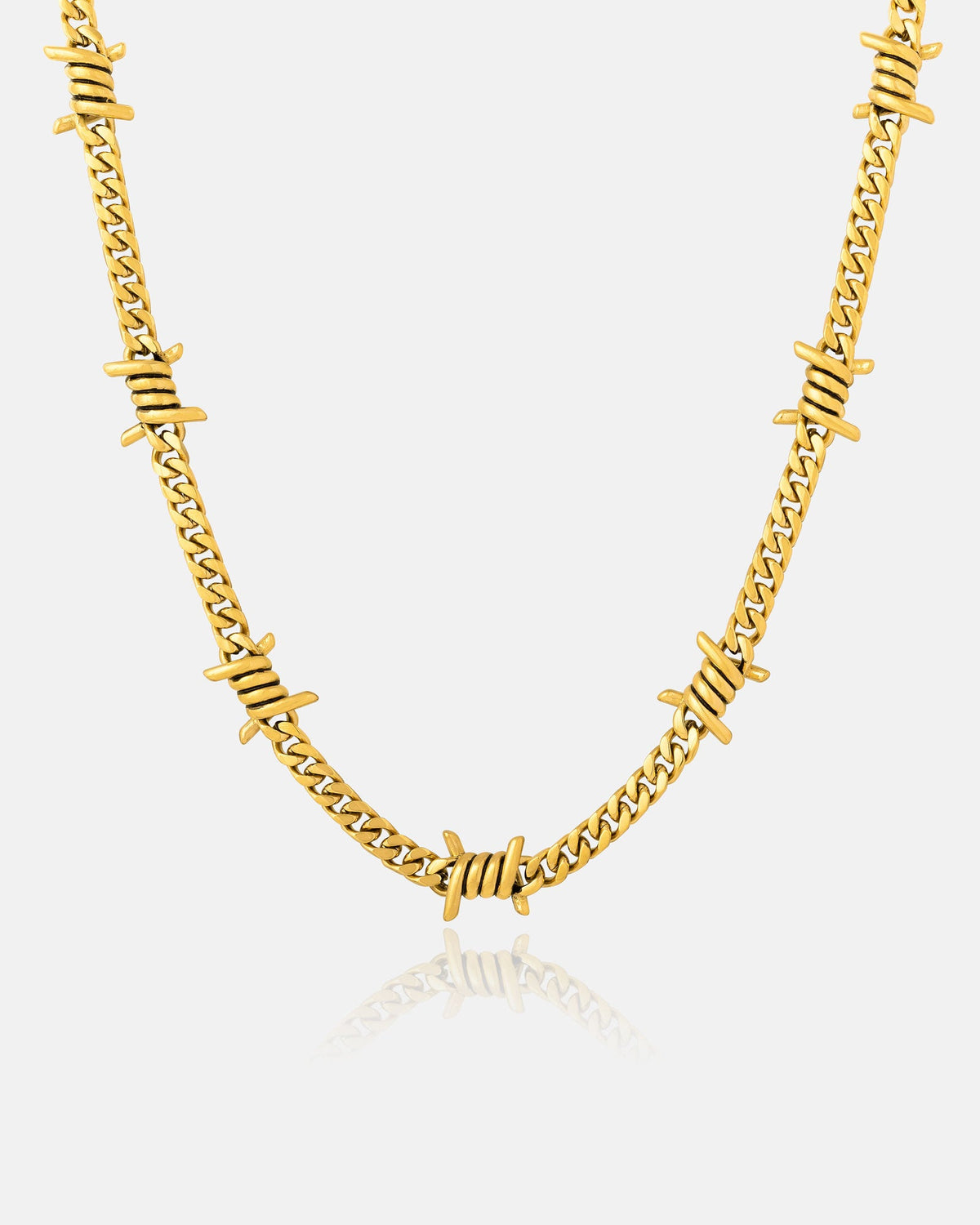 6mm Barbed Wire Cuban Chain (Gold)