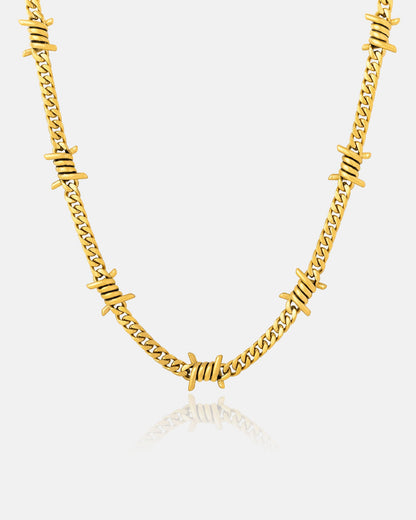 6mm Barbed Wire Cuban Chain (Gold)