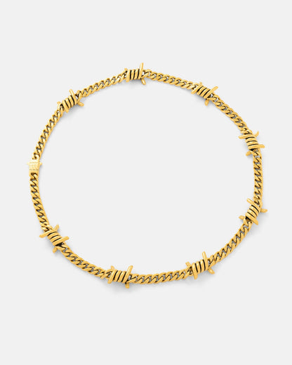 6mm Barbed Wire Cuban Chain (Gold)
