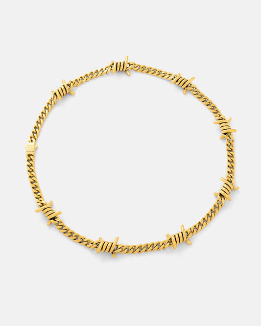 6mm Barbed Wire Cuban Chain (Gold)