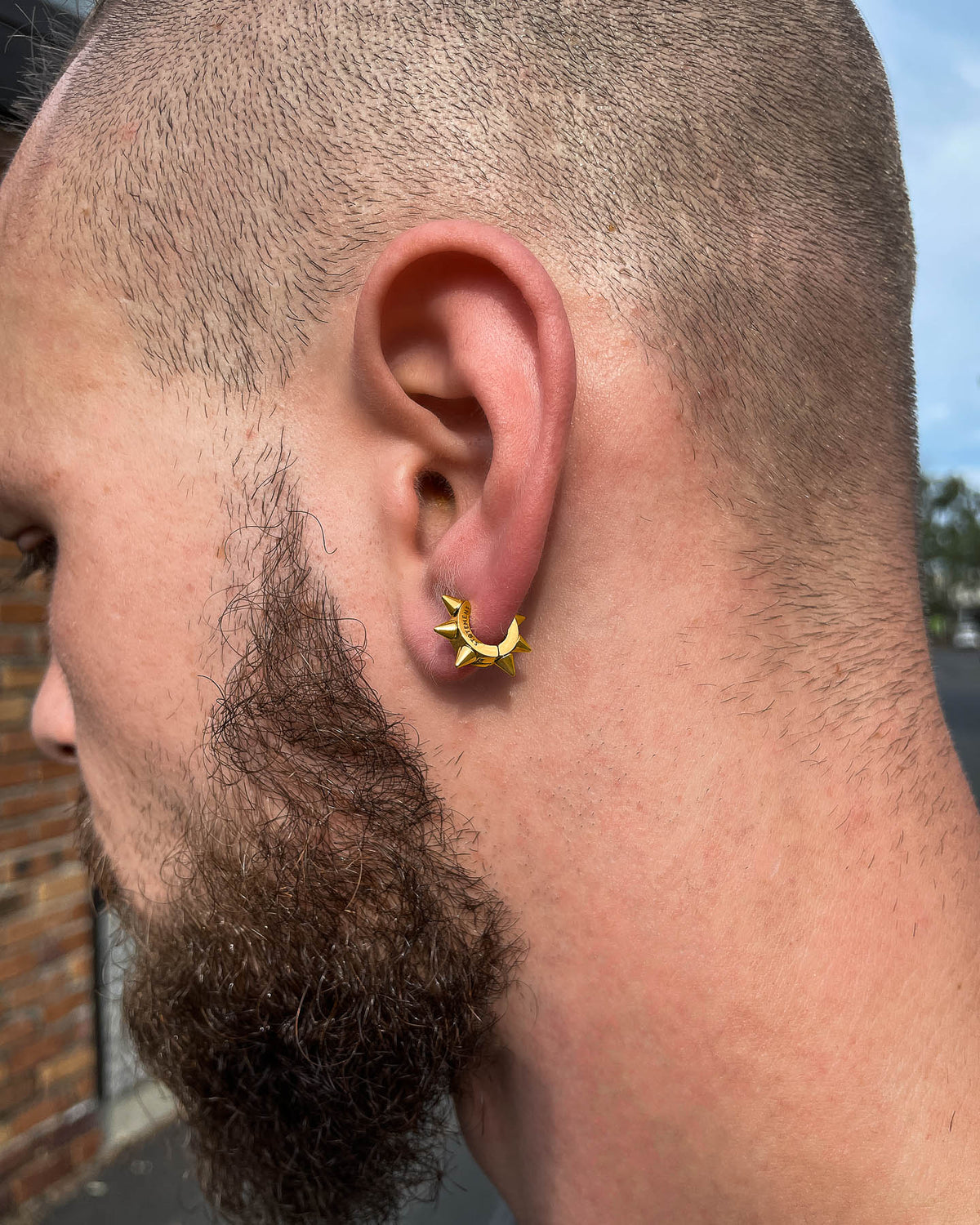 6mm Spiked Hoop Earrings (Gold)