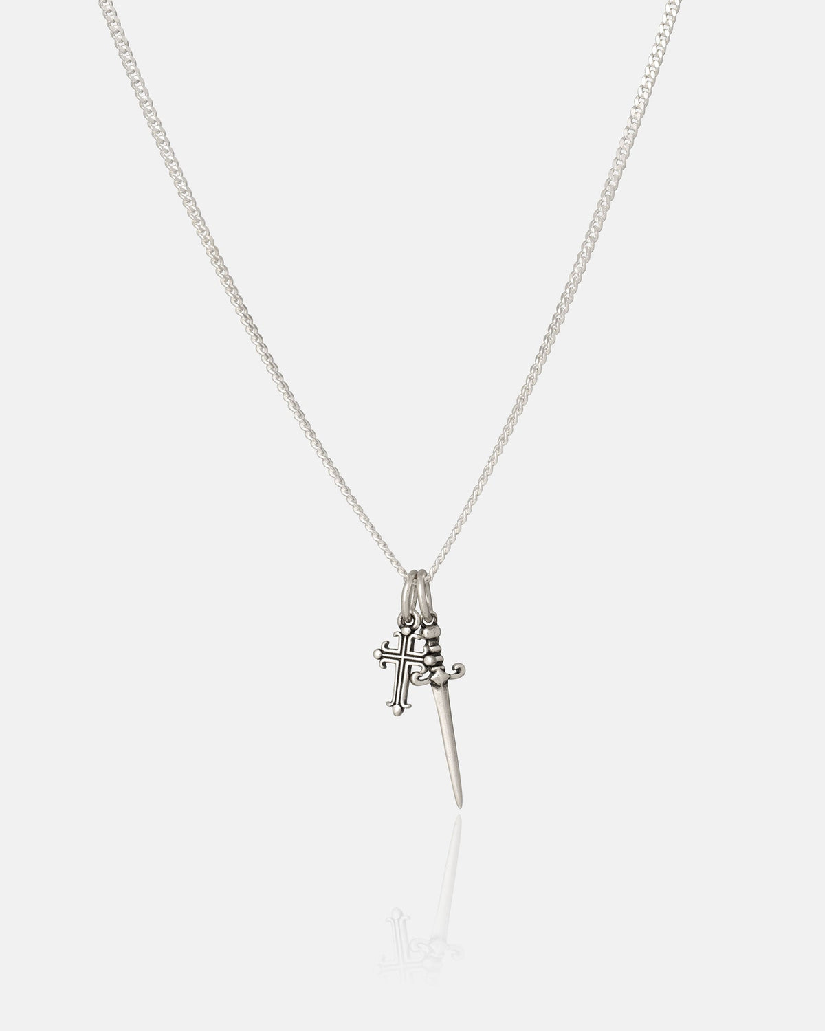 925 Sterling Silver Cross & Dagger Necklace