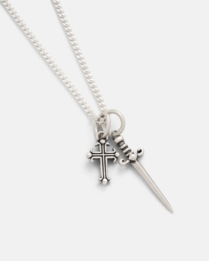925 Sterling Silver Cross & Dagger Necklace
