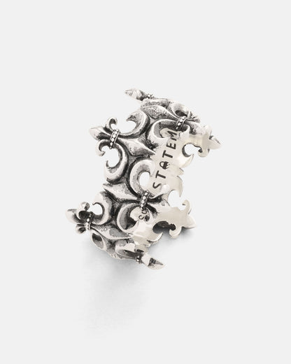 925 Sterling Silver "Crested" Fleur De Lis Ring