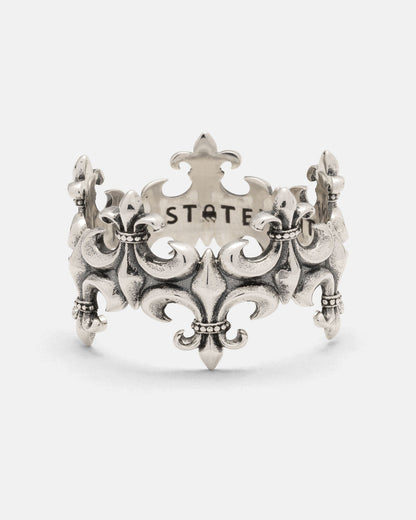 925 Sterling Silver "Crested" Fleur De Lis Ring