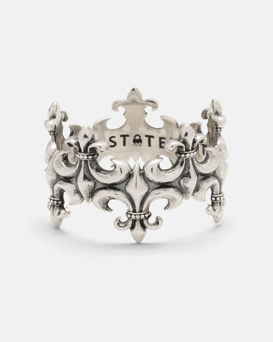 925 Sterling Silver "Crested" Fleur De Lis Ring