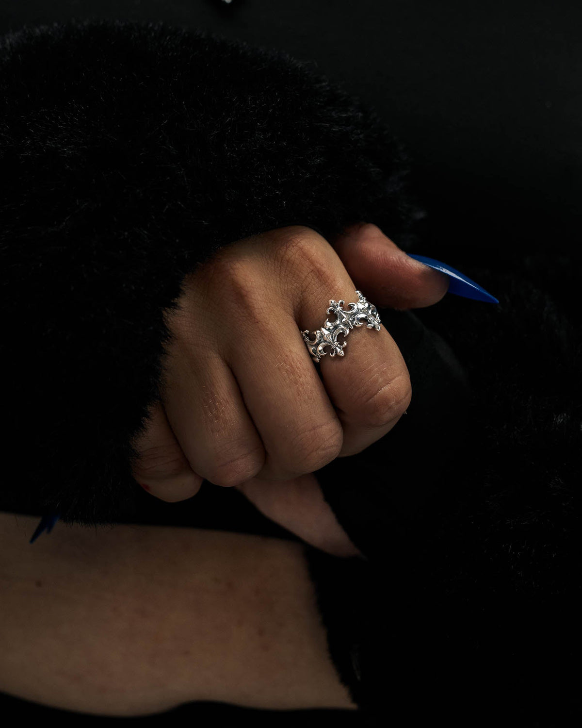 925 Sterling Silver "Crested" Fleur De Lis Ring