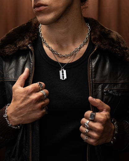 925 Sterling Silver Razor Blade Pendant