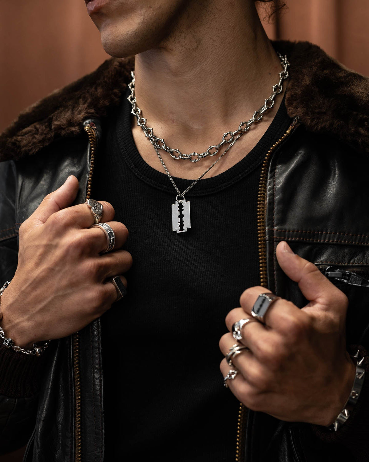 925 Sterling Silver Razor Blade Pendant