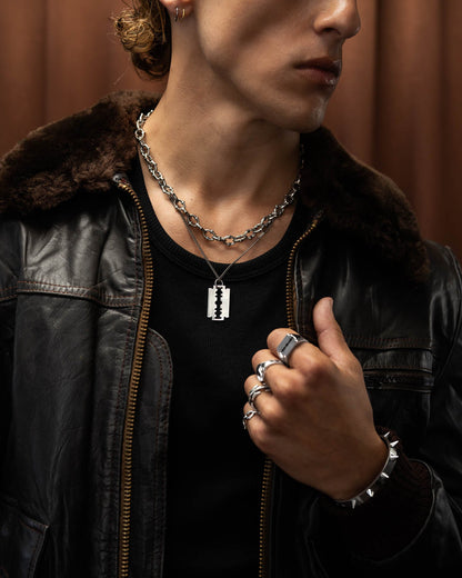 925 Sterling Silver Razor Blade Pendant