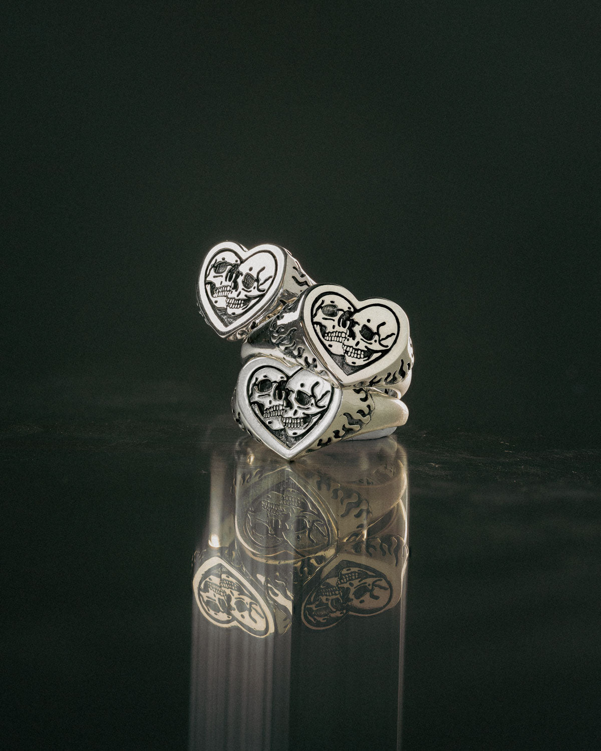 925 Sterling Silver Skull Heart Ring