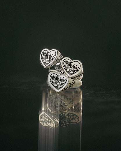 925 Sterling Silver Skull Heart Ring