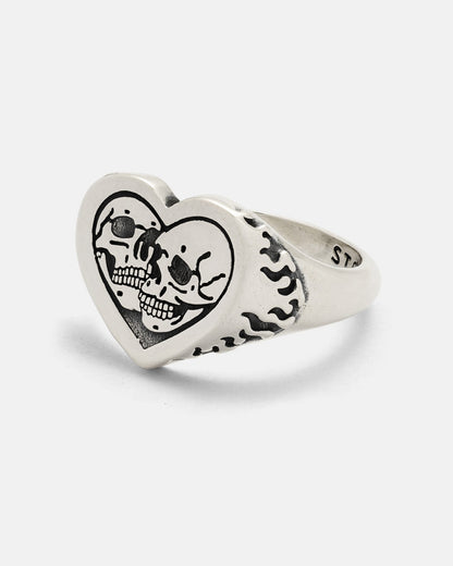 925 Sterling Silver Skull Heart Ring