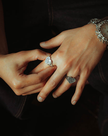 925 Sterling Silver Skull Heart Ring