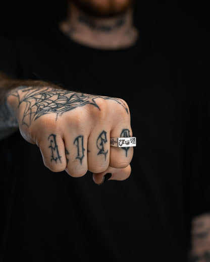 925 Sterling Silver Tattoo Signet Ring