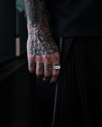 925 Sterling Silver Tattoo Signet Ring