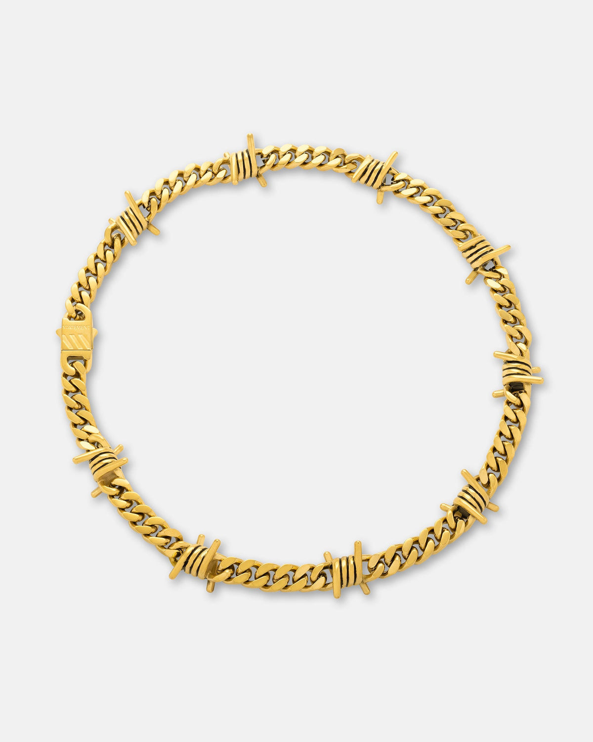 9mm Barbed Wire Cuban Chain (Gold)