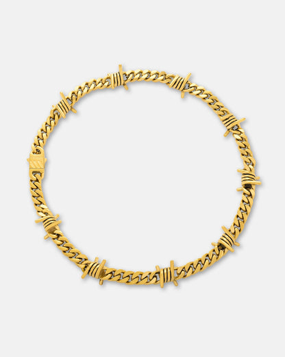 9mm Barbed Wire Cuban Chain (Gold)