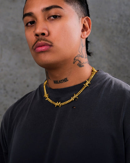 6mm Barbed Wire Cuban Chain (Gold)