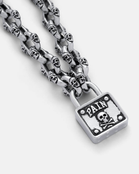"Boneyards" Skull Padlock Chain