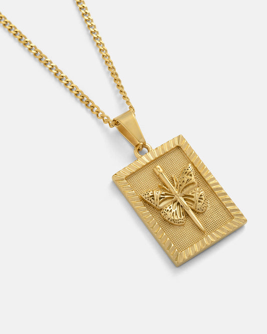 Butterfly Tag Pendant (Gold)