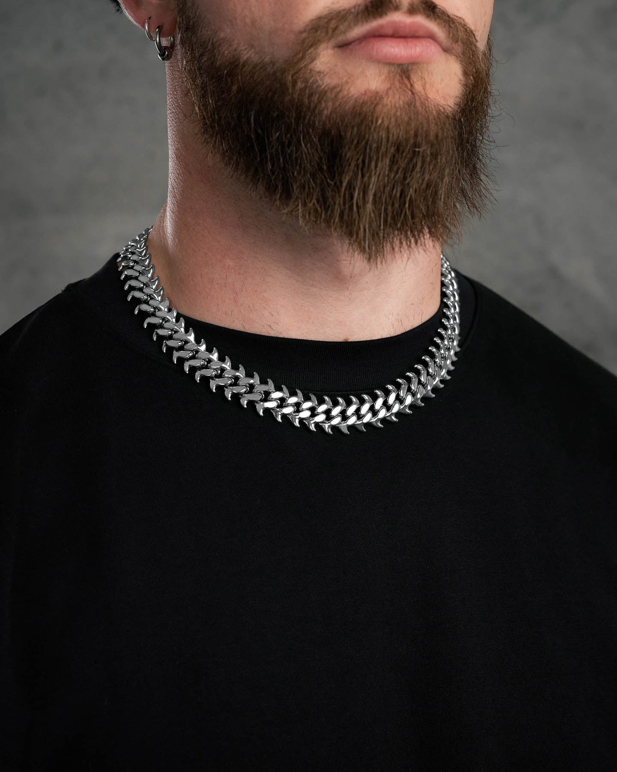 "Fishbone" Curved Spiked Cuban Chain