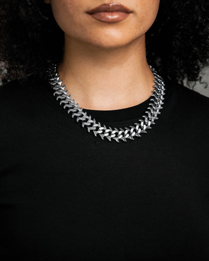 "Fishbone" Curved Spiked Cuban Chain