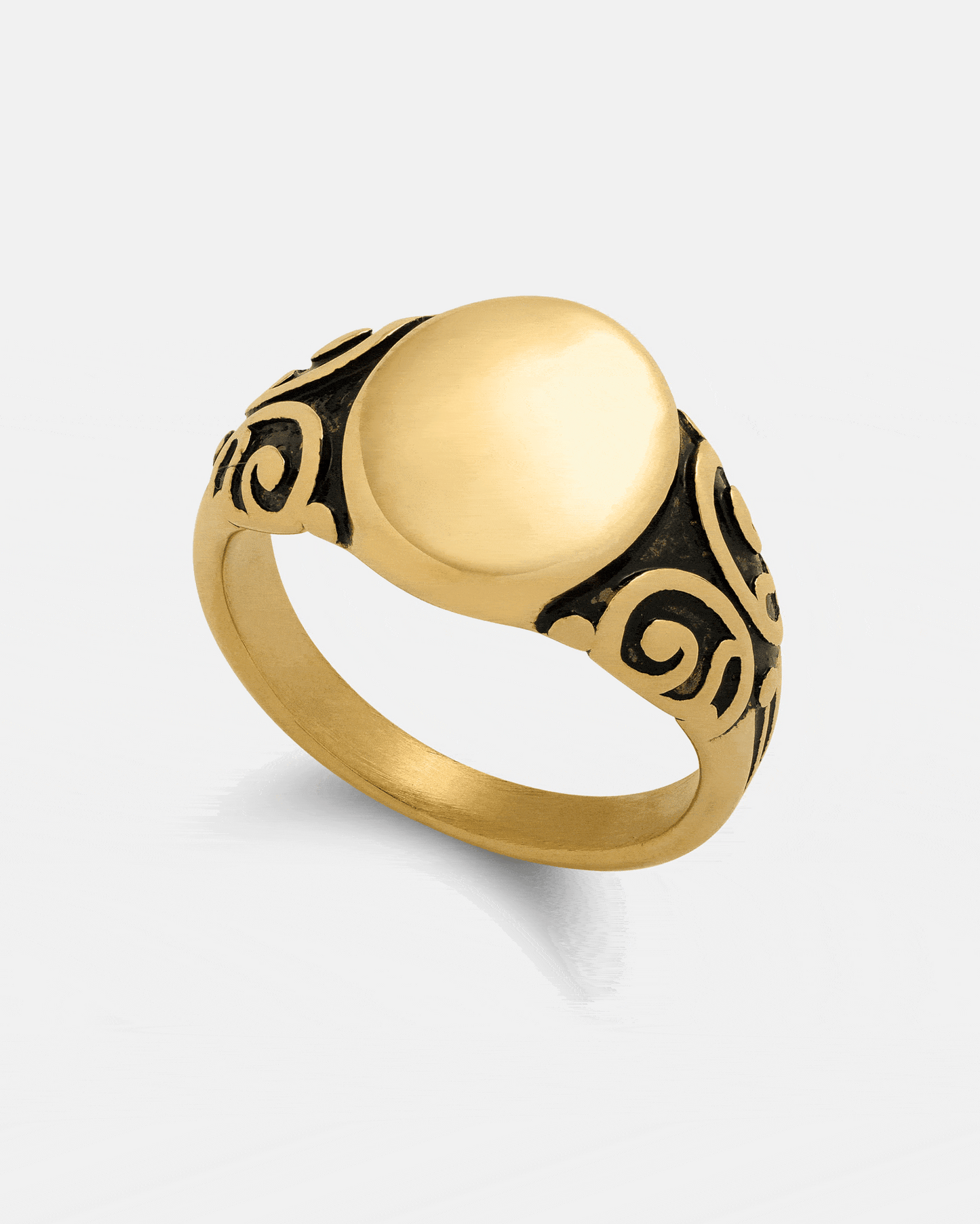 Mini Oval Scroll Signet Ring (Gold)