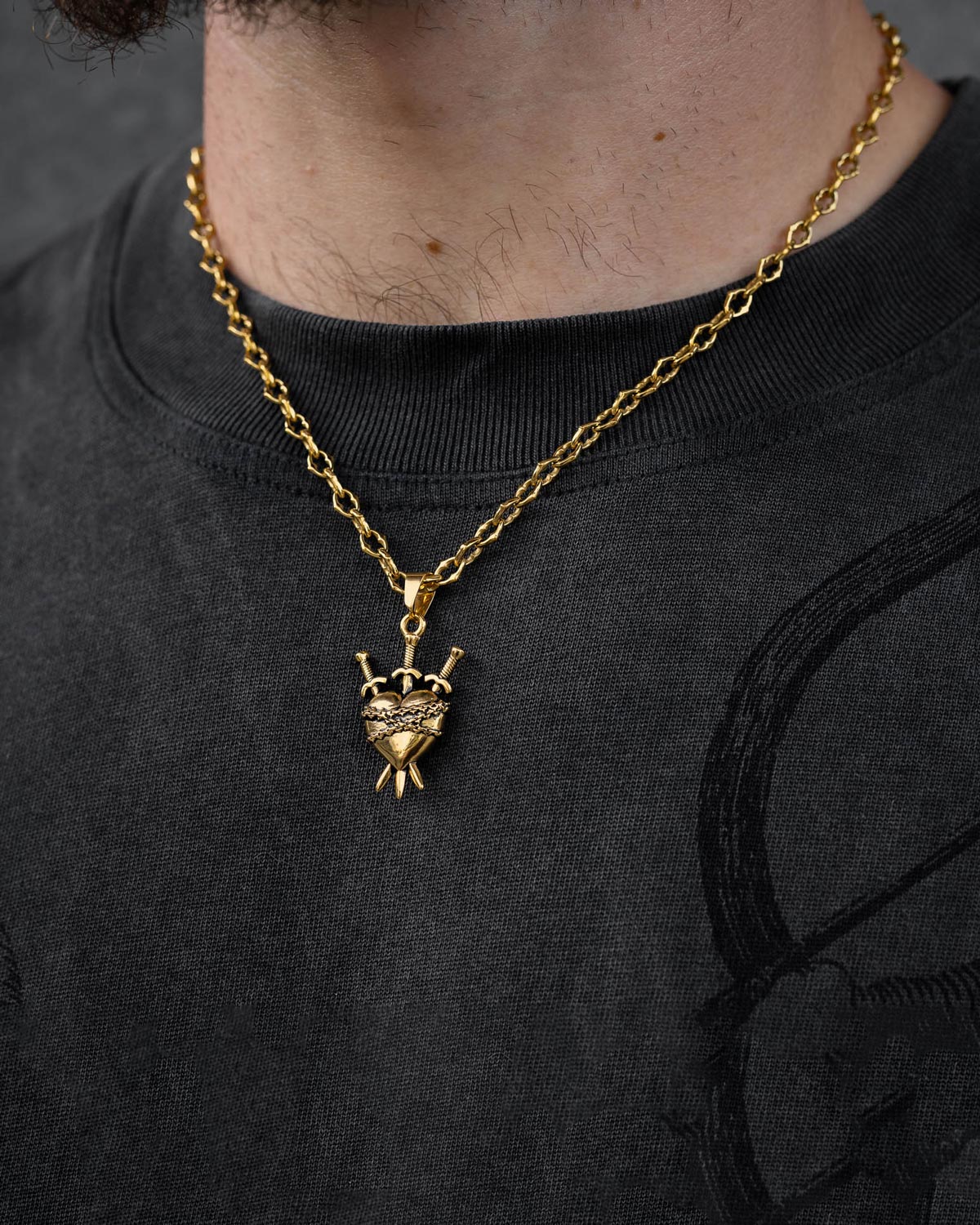 "The Cathedral" 6mm Spiked Chain with Custom Pendant Choice (Gold)