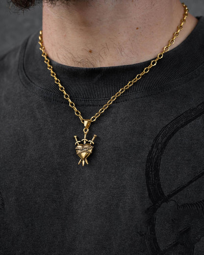 "The Cathedral" 6mm Spiked Chain with Custom Pendant Choice (Gold)