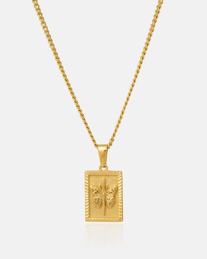 Mini Butterfly Tag Pendant (Gold)