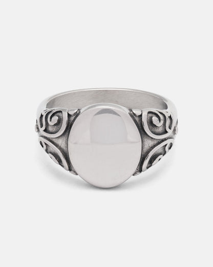 Mini Oval Scroll Signet Ring
