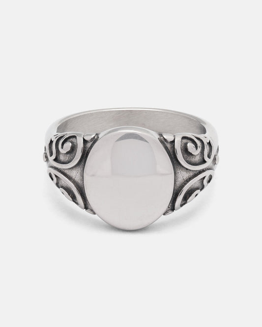 Mini Oval Scroll Signet Ring