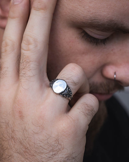 Mini Oval Scroll Signet Ring