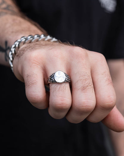 Mini Oval Scroll Signet Ring