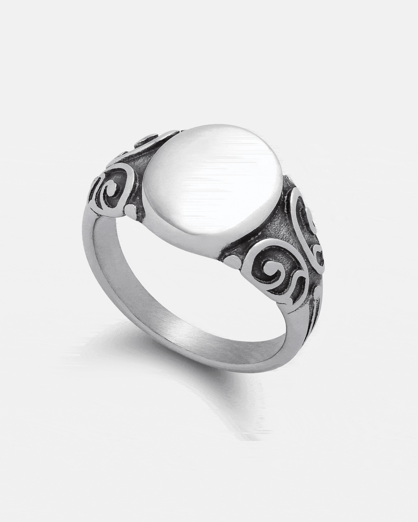 Mini Oval Scroll Signet Ring