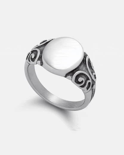 Mini Oval Scroll Signet Ring