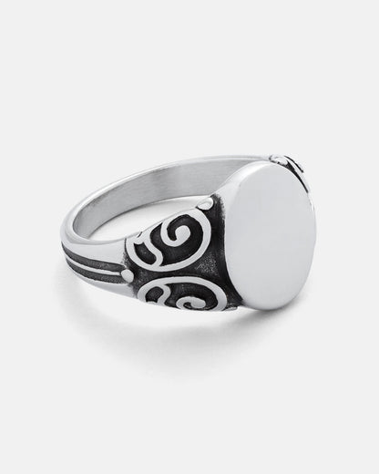 Mini Oval Scroll Signet Ring