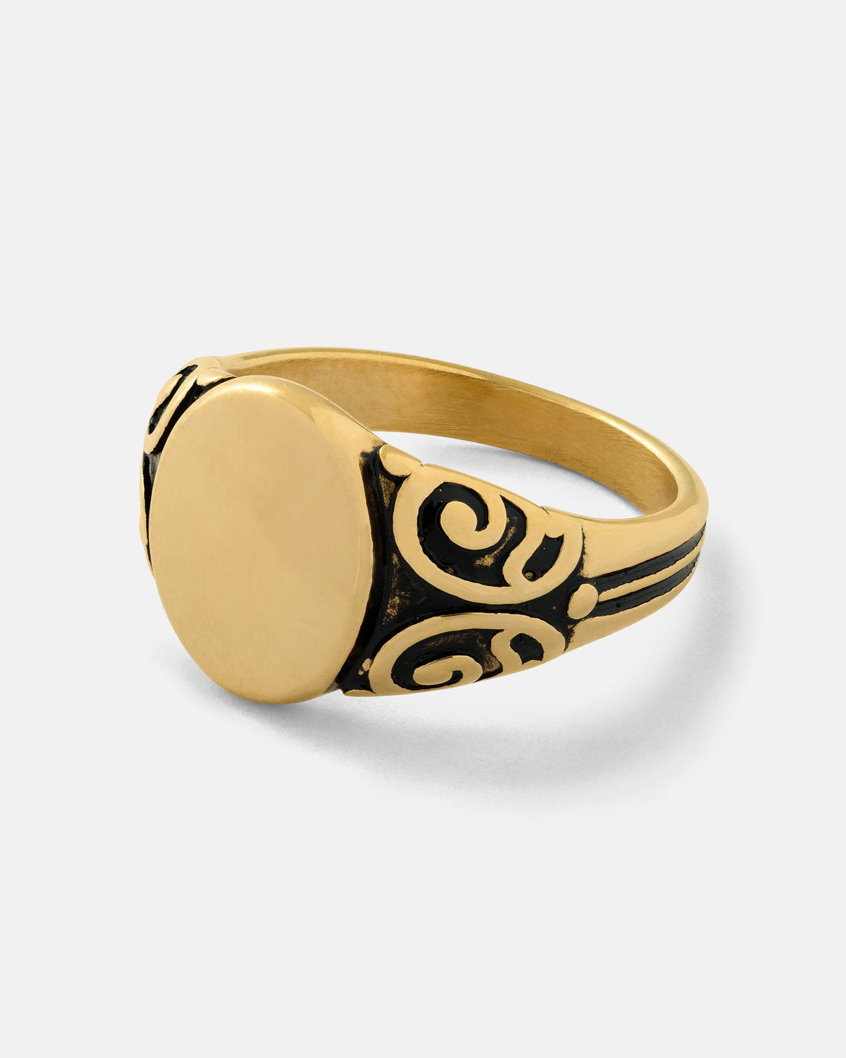 Mini Oval Scroll Signet Ring (Gold)