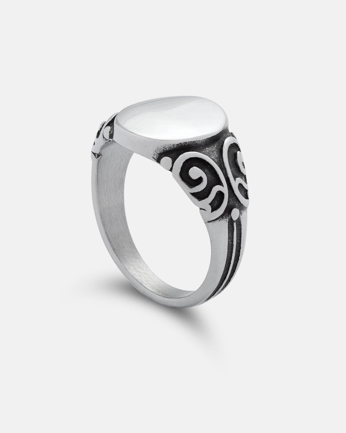Mini Oval Scroll Signet Ring