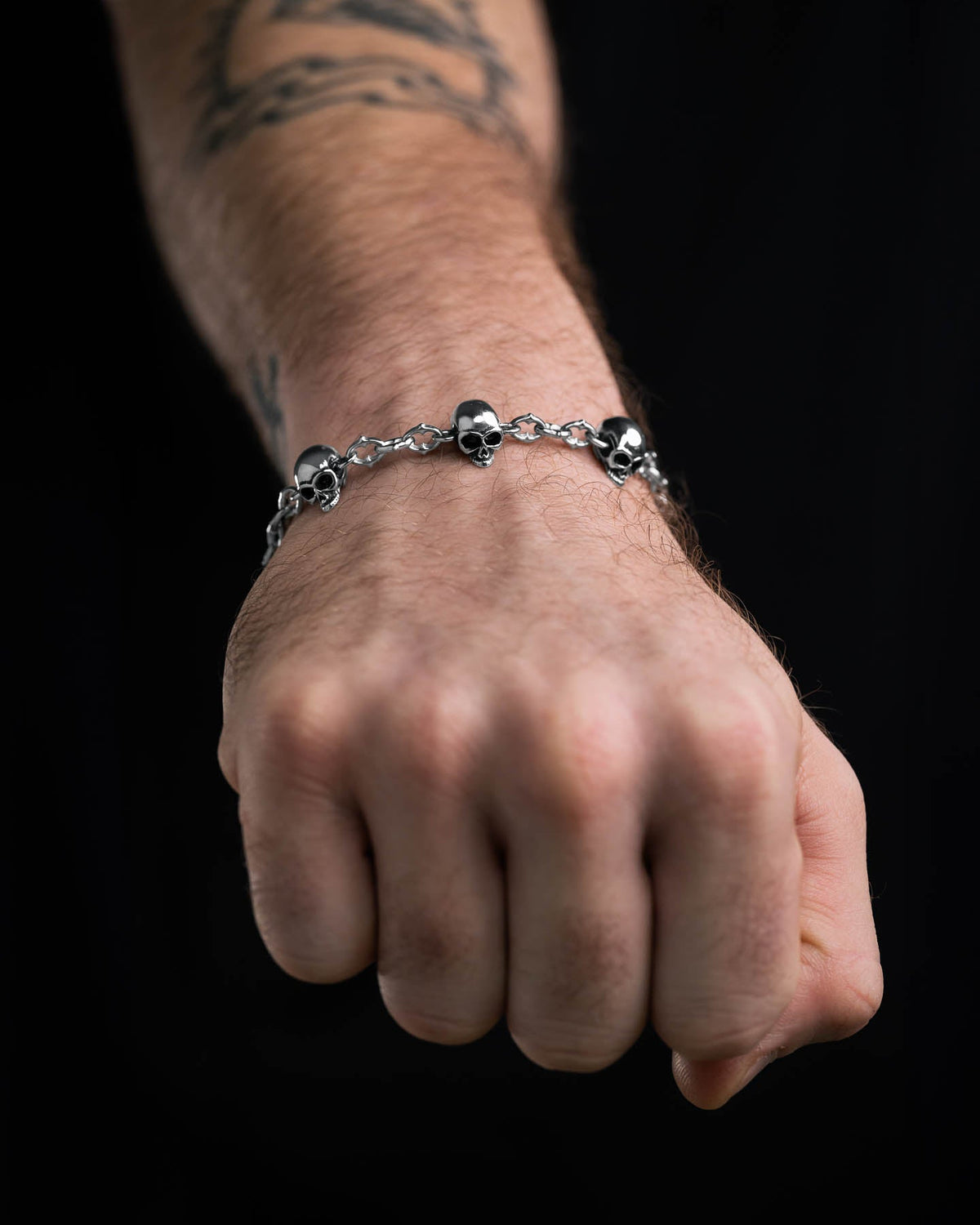 Skull Charm "Cathedral" Spiked Link Bracelet